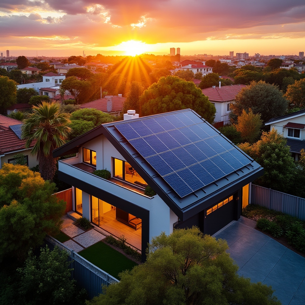 Paneles solares instalados en el techo de una casa familiar