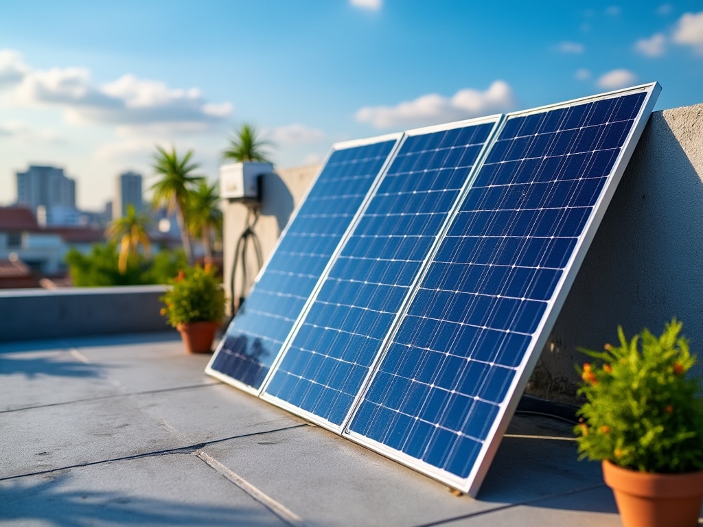 Paneles solares de pequeña escala en una vivienda residencial